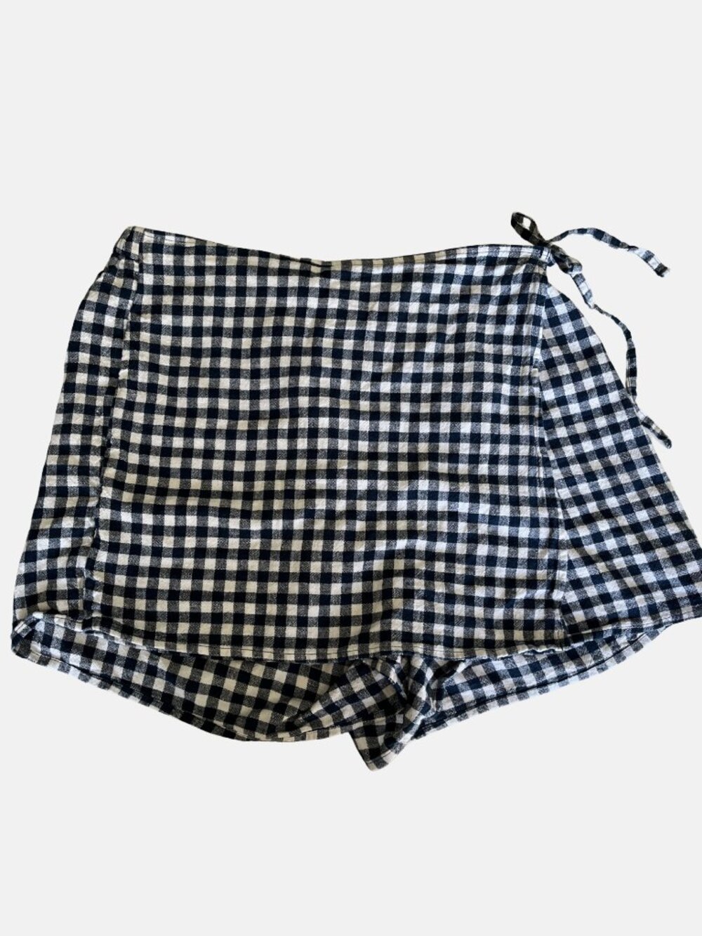 NWOT Old Navy High Waisted Wrap Mini Skort Linen Blend Blue White Gingham Size M - Picture 5 of 9